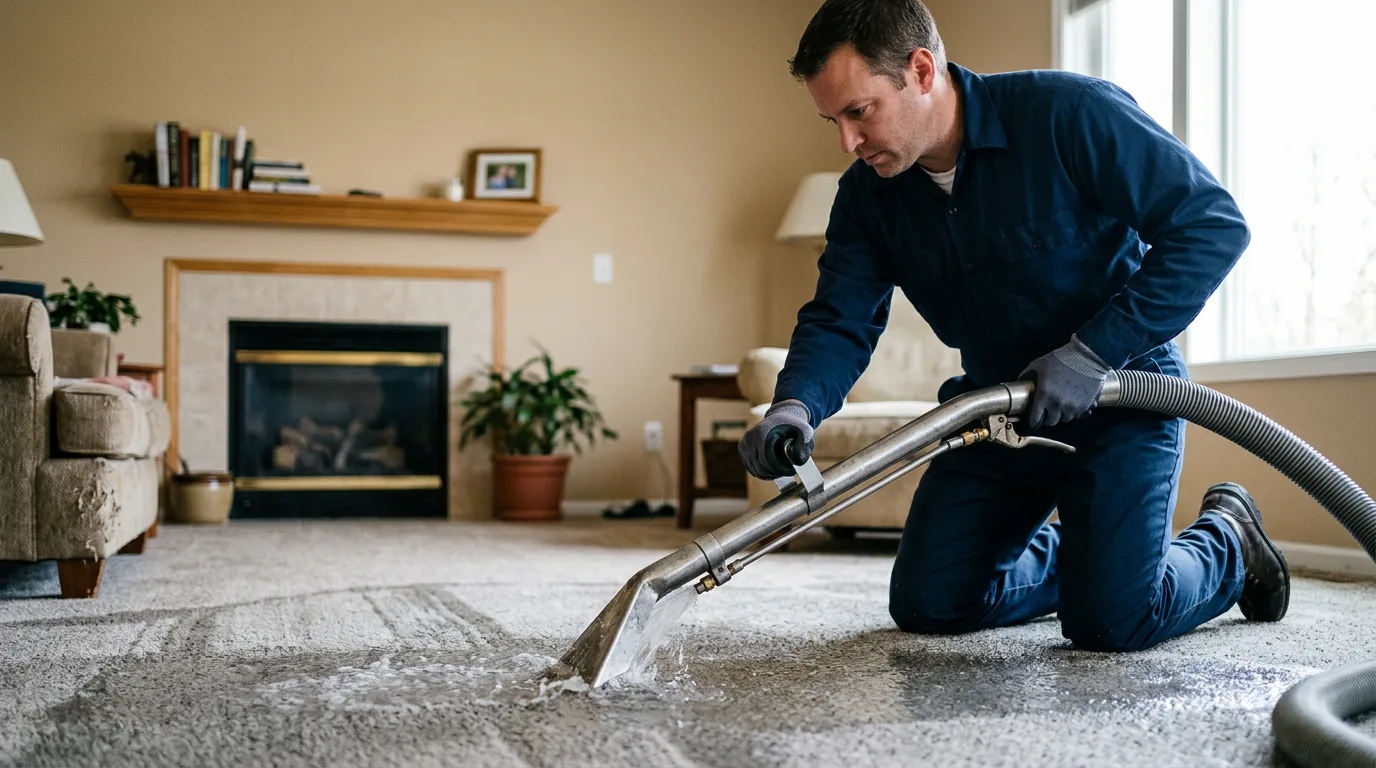 Water damage restoration technician working near Evans, CO
